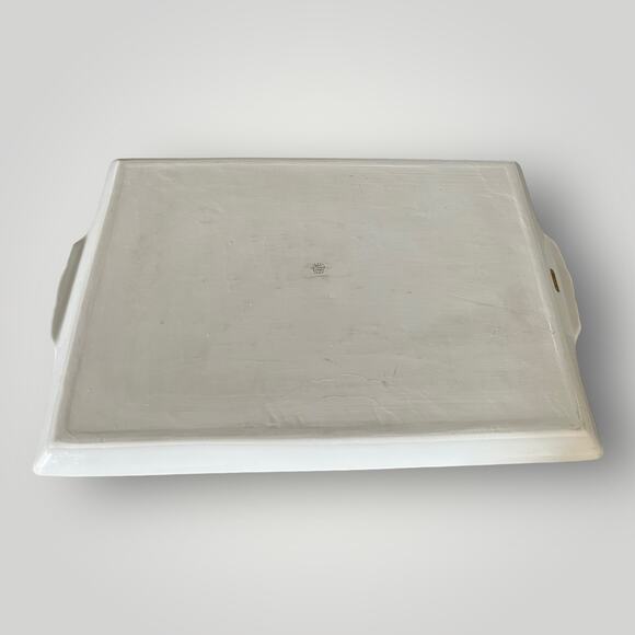 RICHARD GINORI BLUE LUMEGGIATO ORO Rectangular Porcelain Tray Handles Italy EUC - Picture 4 of 13